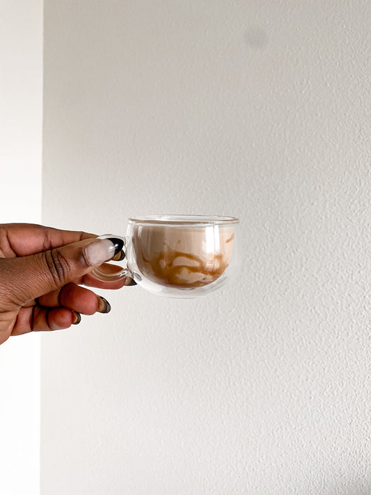 Clear coffee mug